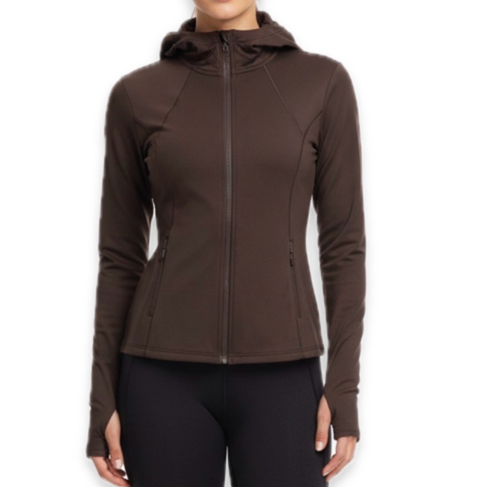 Jockey Basics Brown Stretch Zip Hoodie Size Small